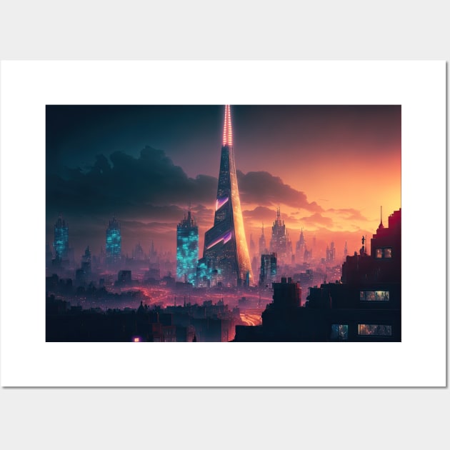 The Shard London Cyberpunk Wall Art by Art8085